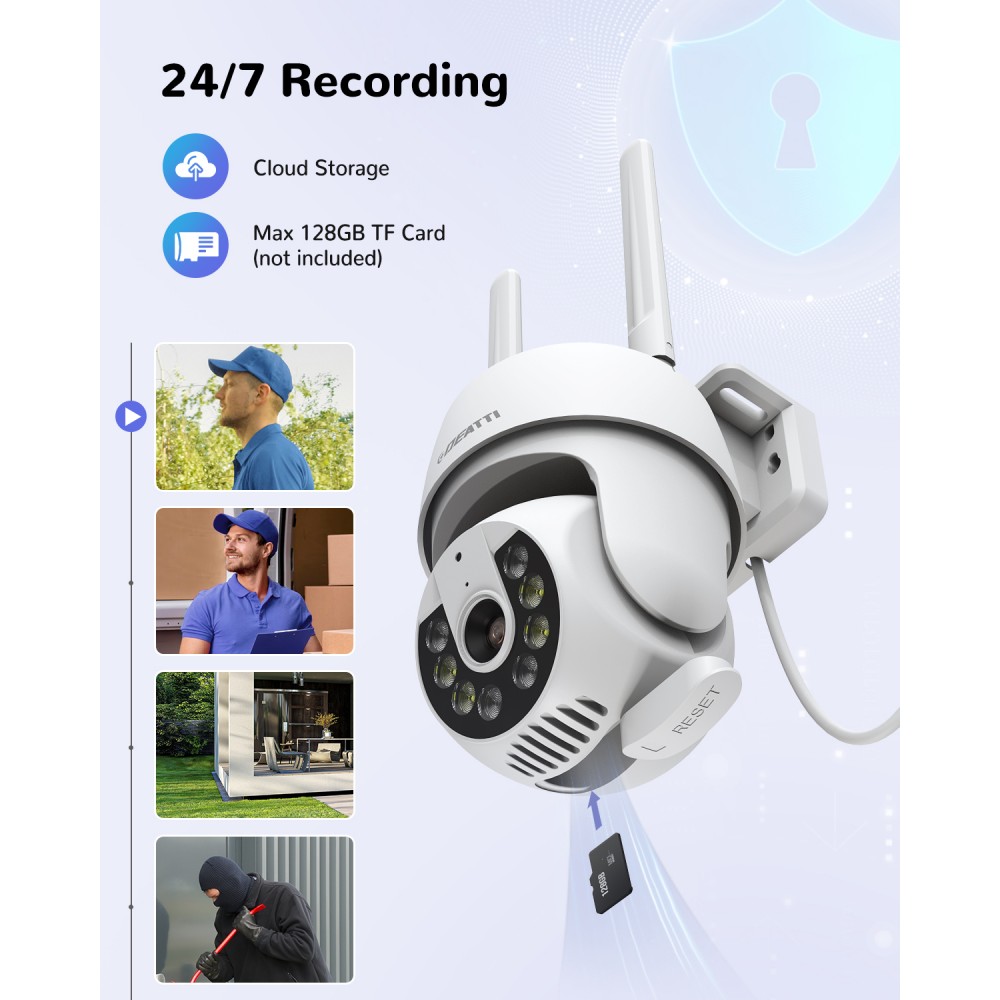 PTZ IP Outdoor WLAN Camera, Deatti 2K IP Outdoor WLAN Surveillance