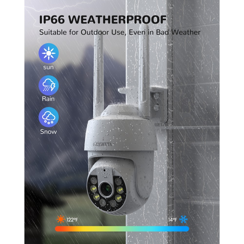 PTZ IP Outdoor WLAN Camera, Deatti 2K IP Outdoor WLAN Surveillance